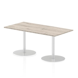 Italia 1600 x 800mm Poseur Rectangular Table Grey Oak Top 720mm High Silver Leg