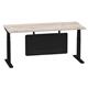 Air Modesty 1800 x 800mm Height Adjustable Office Desk Grey Oak Top Cable Ports Black Leg With Black Steel Modesty Panel