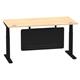 Air Modesty 1600 x 800mm Height Adjustable Office Desk Maple Top Cable Ports Black Leg With Black Steel Modesty Panel