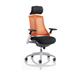 Flex Task Operator Chair White Frame Black Fabric Seat With Headrest Orange Back