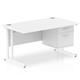 Impulse 1400 x 800mm Straight Office Desk White Top White Cantilever Leg Workstation 1 x 2 Drawer Fixed Pedestal