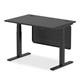 Air Black Series 1200 x 800mm Height Adjustable Desk Black Top with Cable Ports Black Leg With Black Steel Modesty Panel