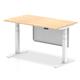 Air Modesty 1400 x 800mm Height Adjustable Office Desk Maple Top White Leg With White Steel Modesty Panel