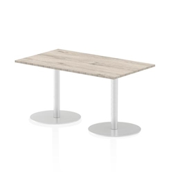 Italia 1400 x 800mm Poseur Rectangular Table Grey Oak Top 720mm High Silver Leg