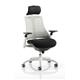 Flex Task Operator Chair White Frame Black Fabric Seat With Moonstone White Back With Arms With Headrest Ref KC0088