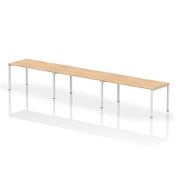 Evolve Plus 1600mm Single Row 3 Person Office Bench Desk Maple Top White Frame