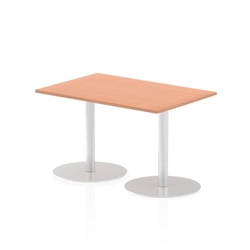 Italia 1200 x 800mm Poseur Rectangular Table Beech Top 720mm High Silver Leg