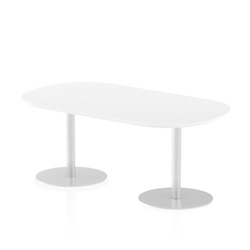 Italia 1800mm Poseur Boardroom Table White Top 720mm High Silver Leg