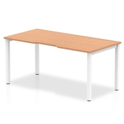 Evolve Plus 1600mm Single Starter Office Bench Desk Oak Top White Frame