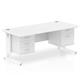 Impulse 1600 x 800mm Straight Office Desk White Top White Cable Managed Leg Workstation 1 x 2 Drawer 1 x 3 Drawer Fixed Pedestal