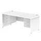Impulse 1800 x 800mm Straight Office Desk White Top Panel End Leg Workstation 2 x 3 Drawer Fixed Pedestal