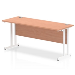 Impulse 1600 x 600mm Straight Office Desk Beech Top White Cantilever Leg