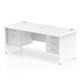 Impulse 1600 x 800mm Straight Office Desk White Top Panel End Leg Workstation 1 x 2 Drawer 1 x 3 Drawer Fixed Pedestal