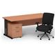 Impulse 1800mm Straight Office Desk Beech Top Black Cantilever Leg with 2 Drawer Mobile Pedestal and Chiro Medium Back Black