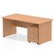 Impulse 1800 x 800mm Straight Office Desk Oak Top Panel End Leg Workstation 3 Drawer Mobile Pedestal