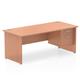 Impulse 1800 x 800mm Straight Office Desk Beech Top Panel End Leg Workstation 1 x 2 Drawer Fixed Pedestal