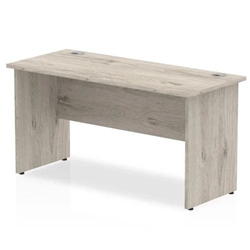 Impulse 1400 x 600mm Straight Office Desk Grey Oak Top Panel End Leg
