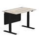 Air Modesty 1200 x 800mm Height Adjustable Office Desk Grey Oak Top Cable Ports Black Leg With Black Steel Modesty Panel