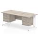 Impulse 1800 x 800mm Straight Office Desk Grey Oak Top White Cable Managed Leg Workstation 1 x 2 Drawer 1 x 3 Drawer Fixed Pedestal