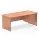 Impulse 1800 x 800mm Straight Office Desk Beech Top Panel End Leg Workstation 1 x 3 Drawer Fixed Pedestal