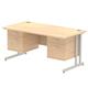 Impulse 1600 x 800mm Straight Office Desk Maple Top Silver Cantilever Leg Workstation 2 x 2 Drawer Fixed Pedestal