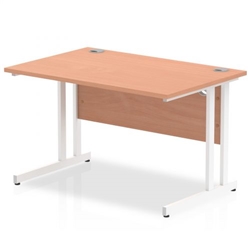Impulse 1200 x 800mm Straight Office Desk Beech Top White Cantilever Leg