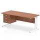 Impulse 1800 x 800mm Straight Office Desk Walnut Top White Cable Managed Leg Workstation 1 x 3 Drawer Fixed Pedestal