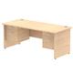 Impulse 1800 x 800mm Straight Office Desk Maple Top Panel End Leg Workstation 2 x 2 Drawer Fixed Pedestal