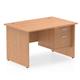 Impulse 1200 x 800mm Straight Office Desk Oak Top Panel End Leg Workstation 1 x 2 Drawer Fixed Pedestal