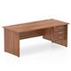 Impulse 1800 x 800mm Straight Office Desk Walnut Top Panel End Leg Workstation 1 x 3 Drawer Fixed Pedestal