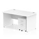 Impulse 1400 x 800mm Straight Office Desk White Top Panel End Leg Workstation 2 Drawer Mobile Pedestal
