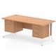 Impulse 1600 x 800mm Straight Office Desk Oak Top White Cantilever Leg Workstation 1 x 2 Drawer 1 x 3 Drawer Fixed Pedestal