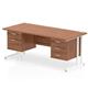 Impulse 1800 x 800mm Straight Office Desk Walnut Top White Cantilever Leg Workstation 1 x 2 Drawer 1 x 3 Drawer Fixed Pedestal