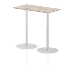 Italia 1200 x 600mm Poseur Rectangular Table Grey Oak Top 1145mm High Silver Leg