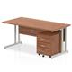 Impulse 1600 x 800mm Straight Office Desk Walnut Top Silver Cantilever Leg Workstation 2 Drawer Mobile Pedestal