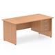 Impulse 1600 x 800mm Straight Office Desk Oak Top Panel End Leg Workstation 1 x 3 Drawer Fixed Pedestal