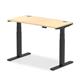 Air 1200 x 600mm Height Adjustable Office Desk Maple Top Cable Ports Black Leg