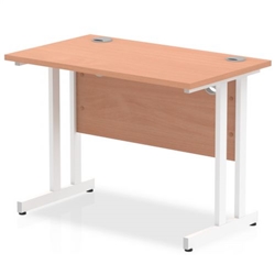 Impulse 1000 x 600mm Straight Office Desk Beech Top White Cantilever Leg
