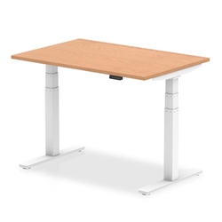 Air 1200 x 800mm Height Adjustable Office Desk Oak Top White Leg