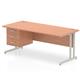 Impulse 1800 x 800mm Straight Office Desk Beech Top Silver Cantilever Leg Workstation 1 x 3 Drawer Fixed Pedestal
