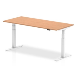 Air 1800 x 800mm Height Adjustable Office Desk Oak Top White Leg