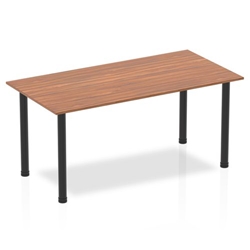 Impulse 1600mm Straight Table Walnut Top Black Post Leg