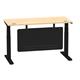 Air Modesty 1400 x 600mm Height Adjustable Office Desk Maple Top Cable Ports Black Leg With Black Steel Modesty Panel