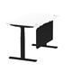 Air Modesty 1400 x 800mm Height Adjustable Office Desk White Top Cable Ports Black Leg With Black Steel Modesty Panel