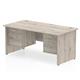 Impulse 1800 x 800mm Straight Office Desk Grey Oak Top Panel End Leg Workstation 2 x 2 Drawer Fixed Pedestal