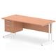 Impulse 1800 x 800mm Straight Office Desk Beech Top White Cantilever Leg Workstation 1 x 3 Drawer Fixed Pedestal