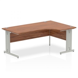 Impulse 1800mm Right Crescent Office Desk Walnut Top Silver Cable Managed Leg