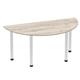 Impulse 1600mm Semi-Circle Table Grey Oak Top Brushed Aluminium Post Leg