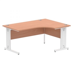Impulse 1600mm Right Crescent Office Desk Beech Top White Cable Managed Leg