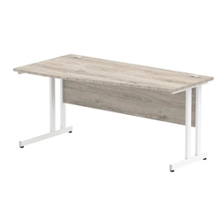 Impulse 1200 x 800mm Straight Office Desk Grey Oak Top Silver Cable Managed Leg